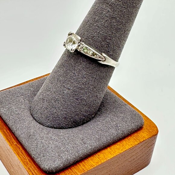Sterling Silver Art Deco Vintage Paste Engagement Ring - Picture 2 of 9